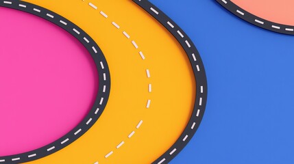 Fototapeta premium Colorful Curved Roads with Bright Backgrounds and Contrast for Creative Design and Artistic Projects