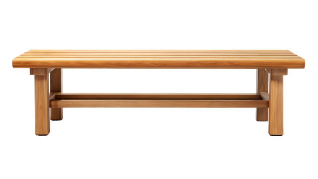 Wooden Bench – Natural Seating Furniture on Pure White Background

