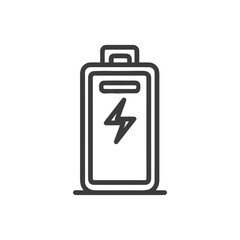 Obraz premium Battery Icon with Lightning Bolt, Minimalist Design on White Background