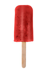 Yummy red ice cream on white background