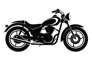 Fototapeta premium Black Motorcycle Illustration Side View of a Classic Motorbike with Detailed Features