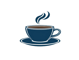 Obraz premium Stylized graphic of a dark blue coffee cup with steam