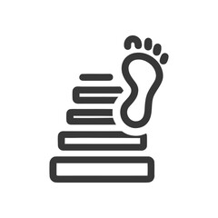 Footprint Ascending Steps: Minimalist Icon of Progress and Achievement
