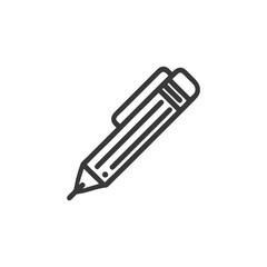 Fototapeta premium Minimalist Line Art: Stylized Pencil with Cap on White Background