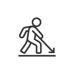 Minimalist Icon of a Person Using a Cane for Assistance