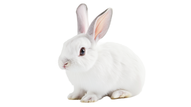 white rabbit isolated on white background , transparent png 