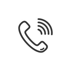 Fototapeta premium Ringing Phone Icon: Simple Outline Design for Communication and Connection