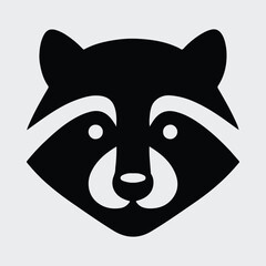Silhouette raccoon head simple design flat logo Vector illustration