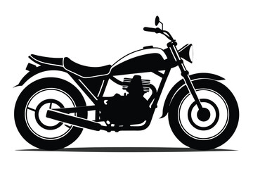 Fototapeta premium Stylized Silhouette of a Classic Motorcycle with Headlight and Visible Engine Detail
