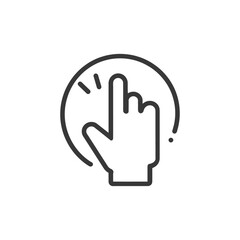 Fototapeta premium Minimalist Hand Pointing Icon in Circle, Black Outline on White Background