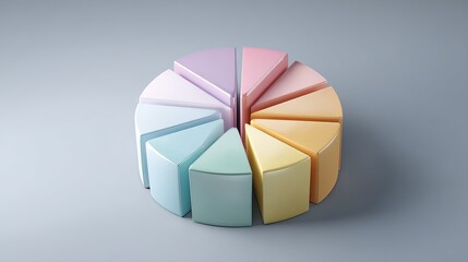 Fototapeta premium Pastel Color Palette Circular Chart Segments Graphic Design Element Modern Business Infographic Data Visualization Presentation Template Abstract Background Illustration 3D Render 