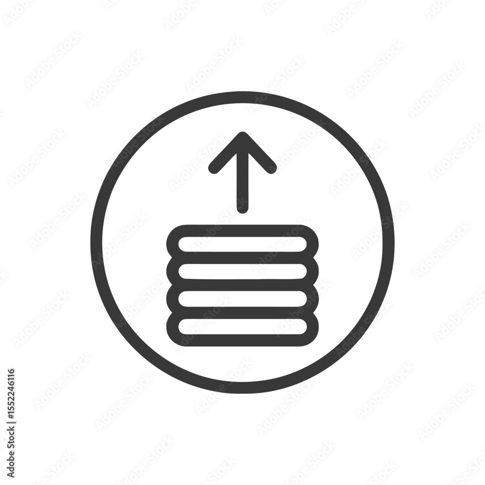 Poster stacked data upload icon: minimalist design with arrow in circle