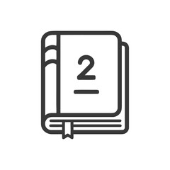 Minimalist Book Icon with Bookmark and Number Two
