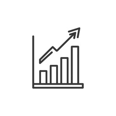 Ascending Bar Graph with Arrow: Business Growth Icon in Outline Style