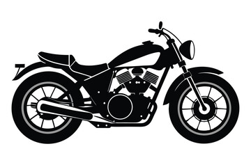 Silhouette of a Classic Motorcycle with Detailed Engine and Spoked Wheels Design