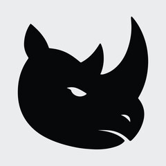 Silhouette rhinoceros head powerful strong wild animal Vector illustration