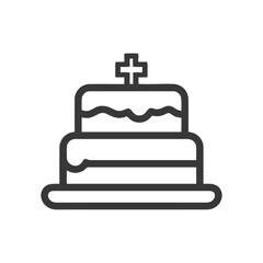 Obraz premium Elegant Two-Tiered Cake Icon with Cross Topper, Minimalist Design