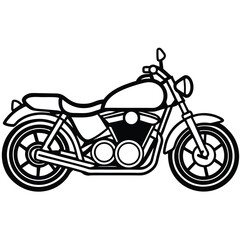 Obraz premium Line Art Illustration of Classic Motorcycle, Vintage Style Vehicle Outline, Black and White