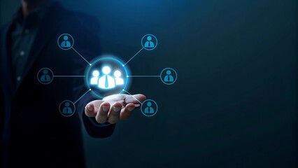 Customer Relationship Management, Businessman use tablet with global structure customer network technology, Data exchanges development. customer service, social media. digital marketing online. CRM