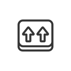 Fototapeta premium Fragile Package Icon: Double Upward Arrows in Rounded Square Outline