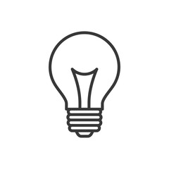 Minimalist Light Bulb Icon: Simple Black Outline on White Background