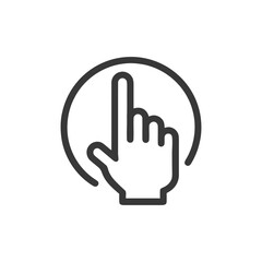 Obraz premium Minimalist Hand Cursor Icon: Pointing Finger in Circle, Black and White