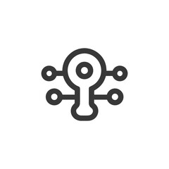 Connected Search: Minimalist Icon of Data Network Analysis