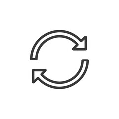 Circular Arrows: Simple Black Outline Icon on White Background