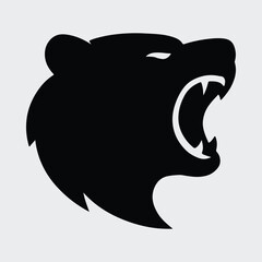Silhouette roaring bear head powerful wild animal Vector illustration