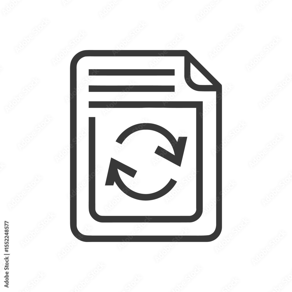 Poster minimalist file refresh icon: document with circular arrows symbol