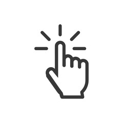 Obraz premium Click Icon: Finger Pointing with Rays, Isolated on White