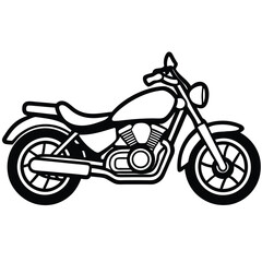 Fototapeta premium Sleek Black and White Motorcycle Illustration Classic Design, Modern Style, Vehicle Concept