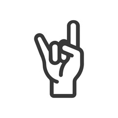 Fototapeta premium Rock On Hand Gesture Icon: Bold Outline on White Background