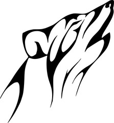 Minimal Line Art of Howling Wolf Vector in Monochrome