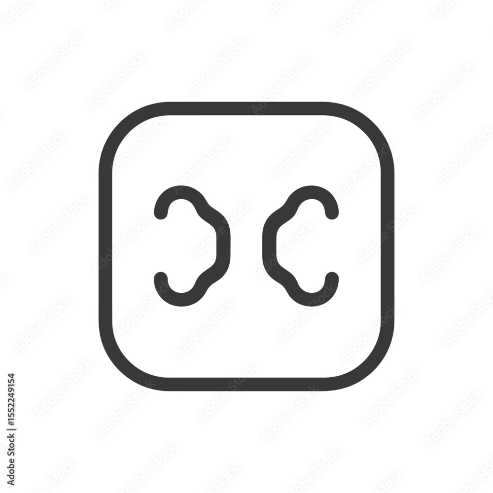 Poster abstract rounded square frame with symmetrical hook-like shapes inside