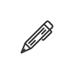 Fototapeta premium Minimalist Pencil Icon: Dark Gray Outline on White Background
