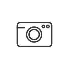 Minimalist Camera Icon: Clean Line Art on White Background