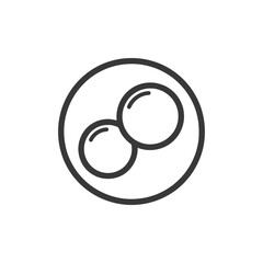Minimalist Icon of Two Eggs in a Pan, Black Outline on White Background