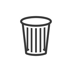 Minimalist Trash Can Icon: Bold Outline, Clean Design, Waste Management Symbol