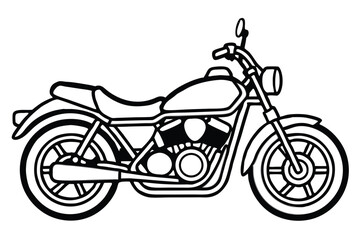 Obraz premium Line Art Illustration of a Motorcycle, Detailed Outline of Vehicle on Display