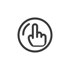 Obraz premium Middle Finger Gesture Icon in Circle, Bold Line Art Style, Isolated
