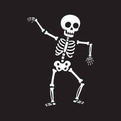 A Cheerful Skeleton Dancing on a Dark Background Illustration for Halloween or Day of the Dead Celebration