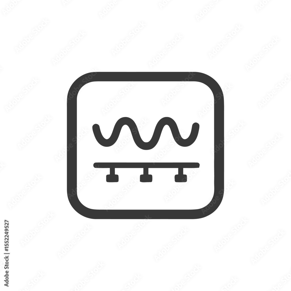 Poster minimalist line art icon: waveform data display in rounded square frame