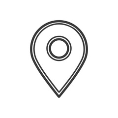 Simple Black and White Map Pointer Icon with Double Outline Design