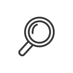 Minimalist Magnifying Glass Icon on White Background, Search Symbol