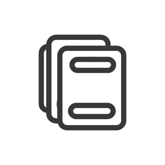Stacked Documents Icon: Minimalist Design with Rounded Rectangles and Bold Outline