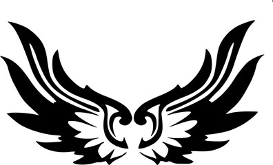 Tribal Angel Wings with Central Heart Vector Illustration