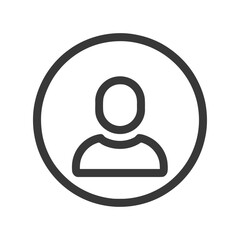 Minimalist User Icon: Profile Symbol in Circle, Dark Gray on White