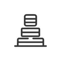 Minimalist Icon of Layered Structure, Geometric Design on White Background