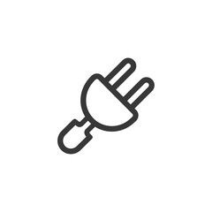 Minimalist Electrical Plug Icon: Clean Line Art on White Background